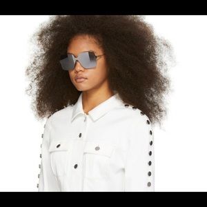 Dior square silver reflective sunglasses